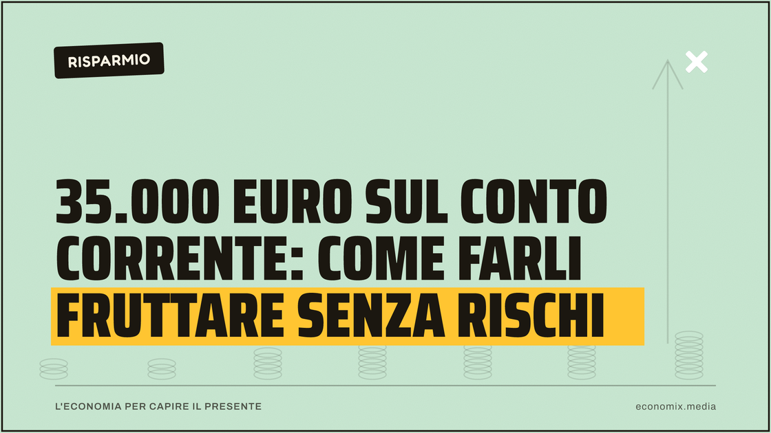 35.000 euro sul conto corrente: come farli fruttare senza rischi: immagine in evidenza per Economix