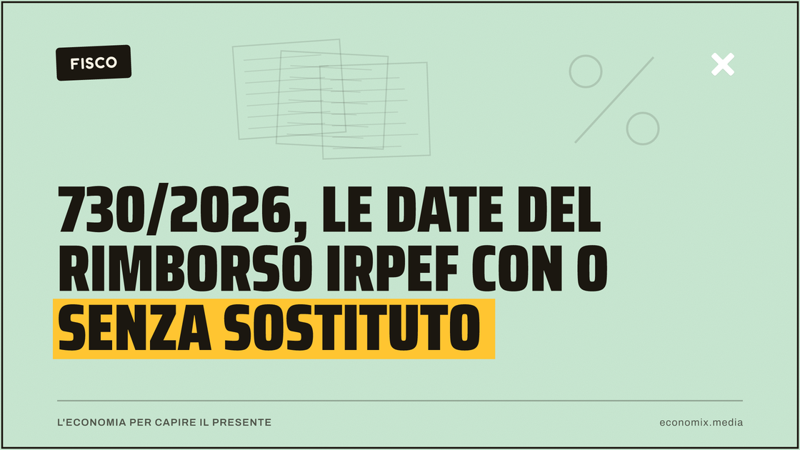 730/2026, le date del rimborso Irpef con o senza sostituto: immagine in evidenza per Economix