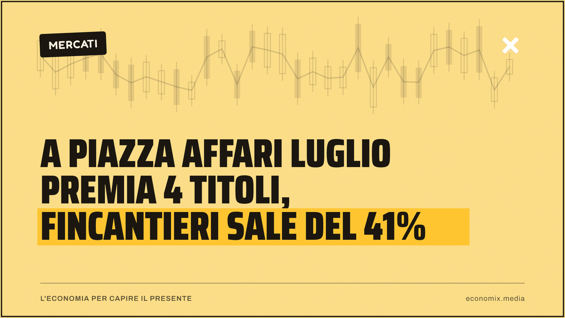 A Piazza Affari luglio premia 4 titoli, Fincantieri sale del 41%: immagine in evidenza per Economix