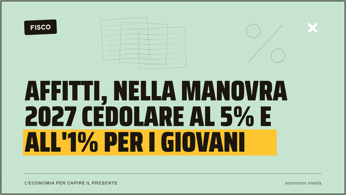 Affitti, nella Manovra 2027 cedolare al 5% e all'1% per i giovani: immagine in evidenza per Economix