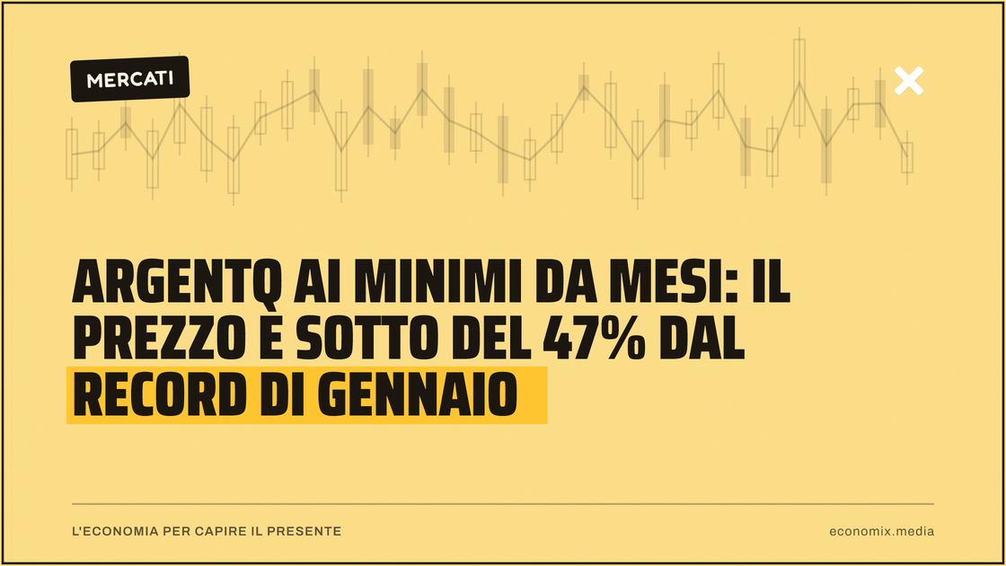 Argento ai minimi da mesi: il prezzo è sotto del 47% dal record di gennaio: immagine in evidenza per Economix