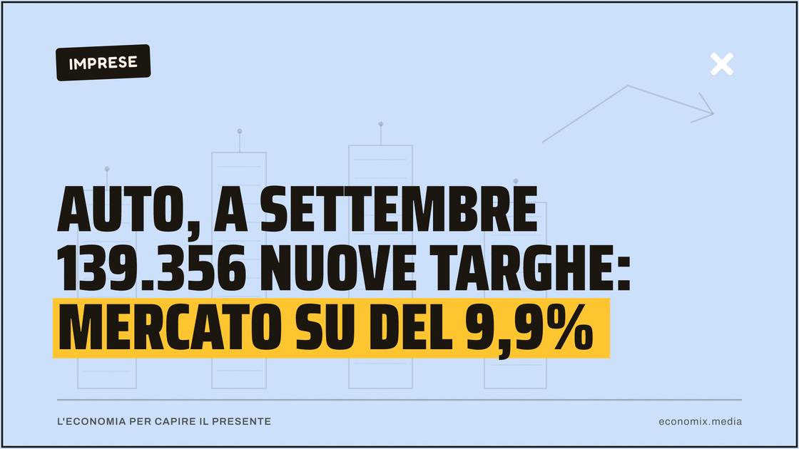 Auto, a settembre 139.356 nuove targhe: mercato su del 9,9%: immagine in evidenza per Economix