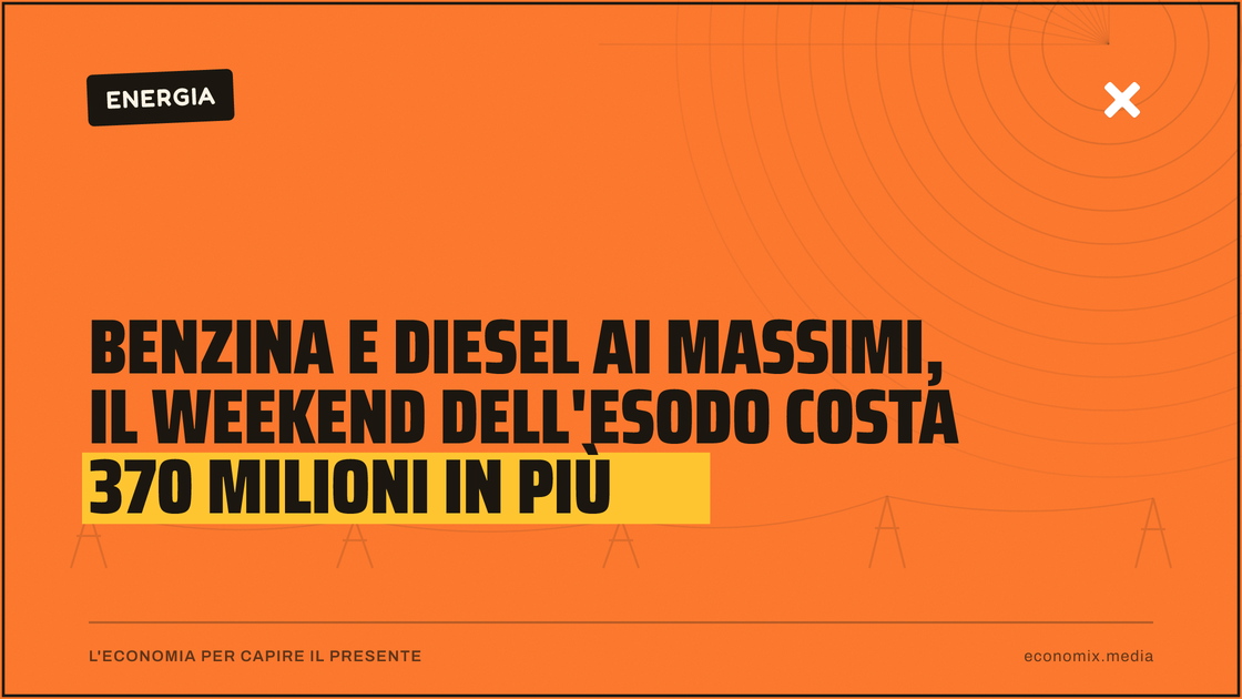 Benzina e diesel ai massimi, il weekend dell'esodo costa 370 milioni in più: immagine in evidenza per Economix