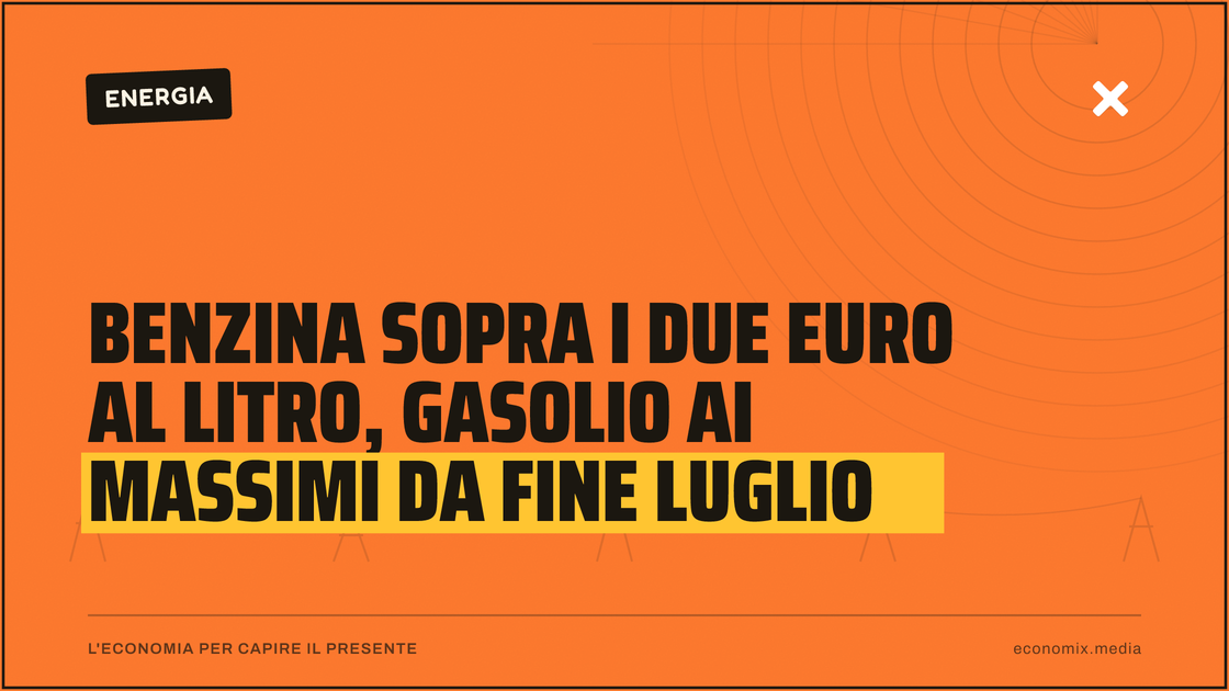Benzina sopra i due euro al litro, gasolio ai massimi da fine luglio: immagine in evidenza per Economix