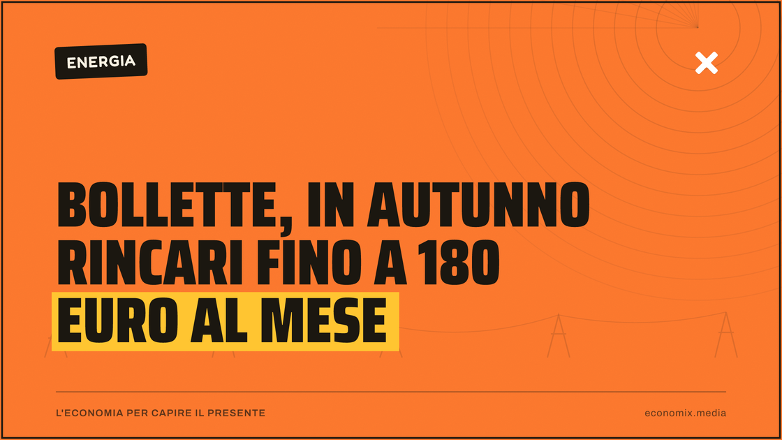 Bollette, in autunno rincari fino a 180 euro al mese: immagine in evidenza per Economix