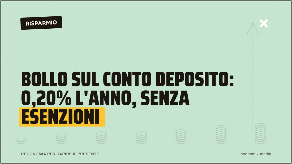 Bollo sul conto deposito: 0,20% l'anno, senza esenzioni: immagine in evidenza per Economix