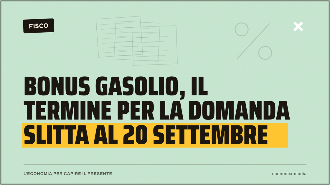 Bonus gasolio, il termine per la domanda slitta al 20 settembre: immagine in evidenza per Economix