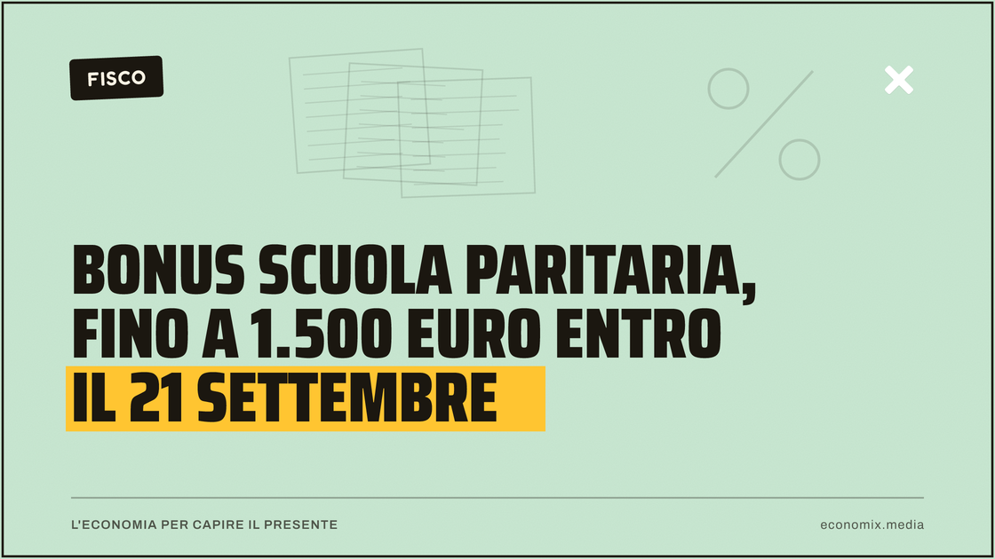 Bonus scuola paritaria, fino a 1.500 euro entro il 21 settembre: immagine in evidenza per Economix