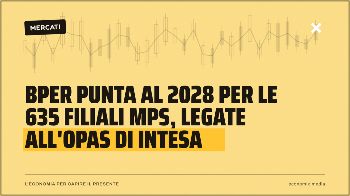 Bper punta al 2028 per le 635 filiali Mps, legate all'Opas di Intesa: immagine in evidenza per Economix
