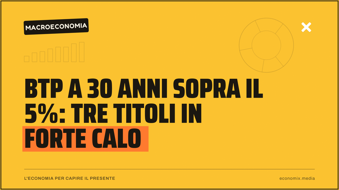 Btp a 30 anni sopra il 5%: tre titoli in forte calo: immagine in evidenza per Economix
