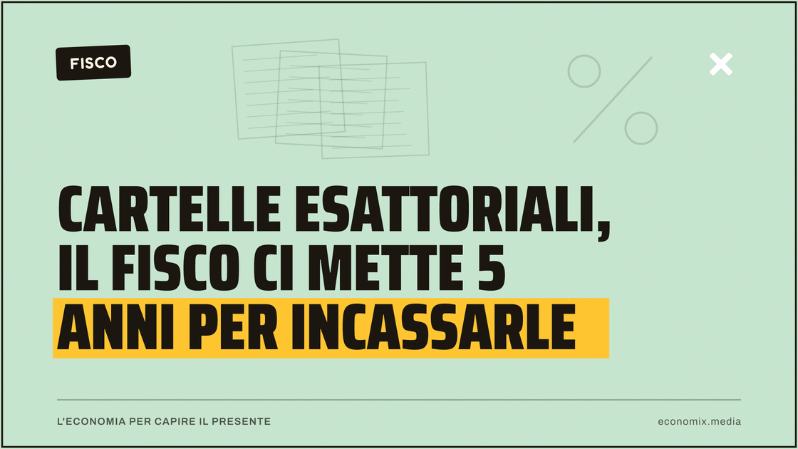 Cartelle esattoriali, il Fisco ci mette 5 anni per incassarle: immagine in evidenza per Economix