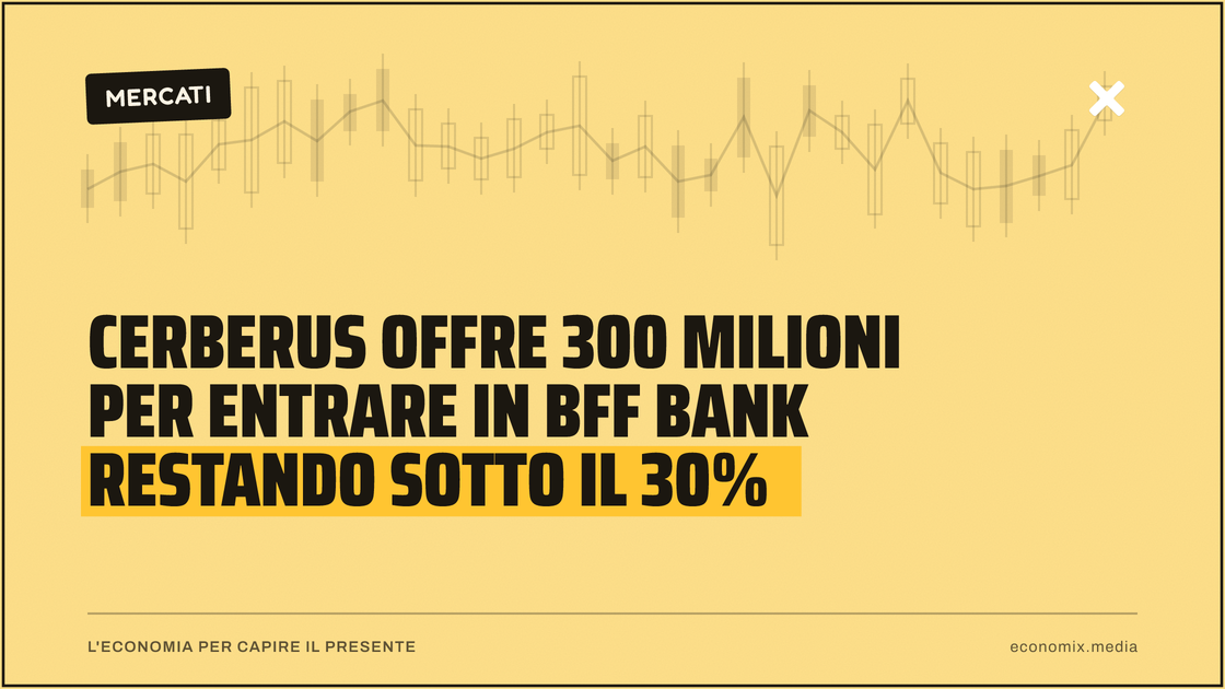 Cerberus offre 300 milioni per entrare in BFF Bank restando sotto il 30%: immagine in evidenza per Economix