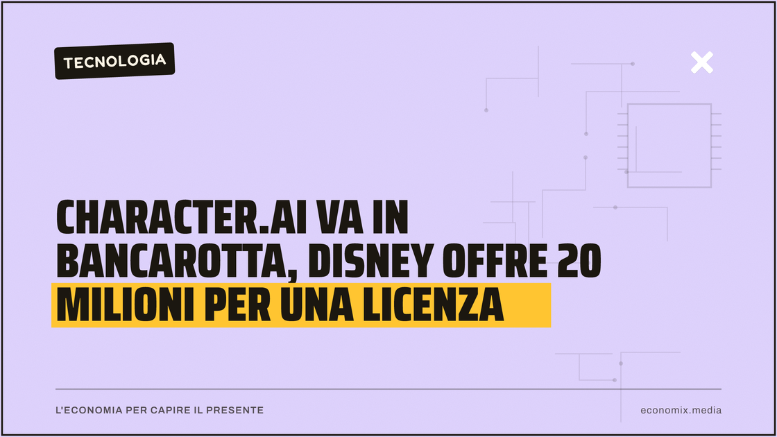 Character.ai va in bancarotta, Disney offre 20 milioni per una licenza: immagine in evidenza per Economix