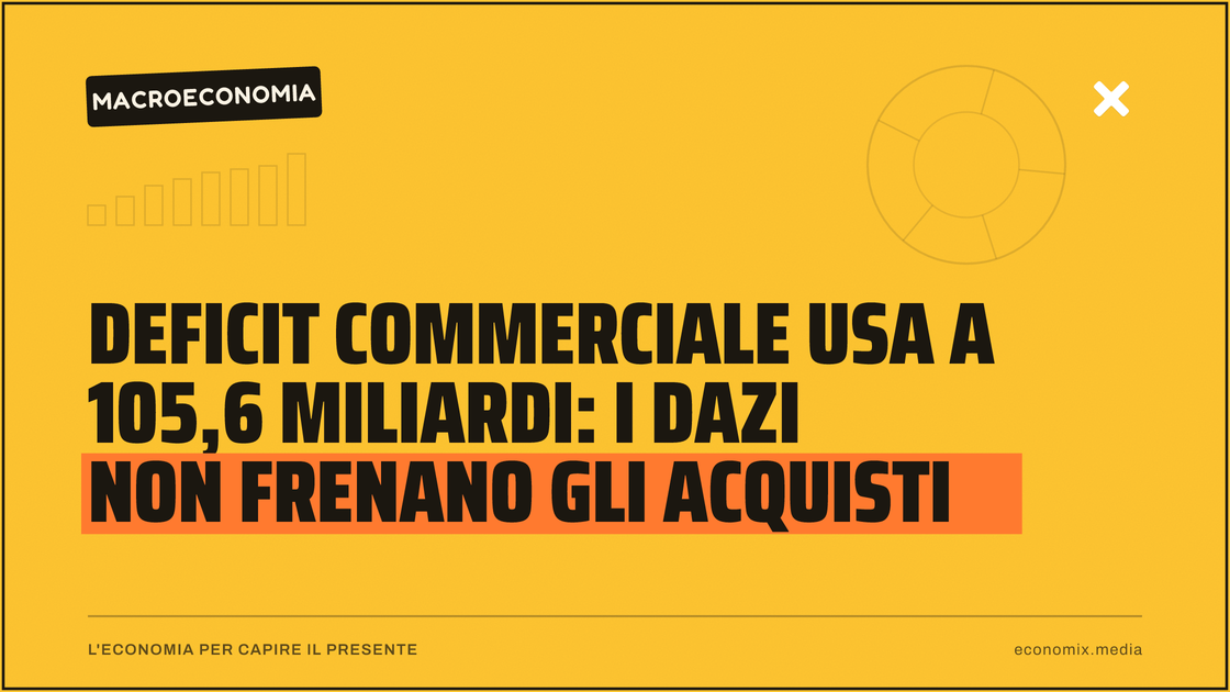 Deficit commerciale USA a 105,6 miliardi: i dazi non frenano gli acquisti: immagine in evidenza per Economix