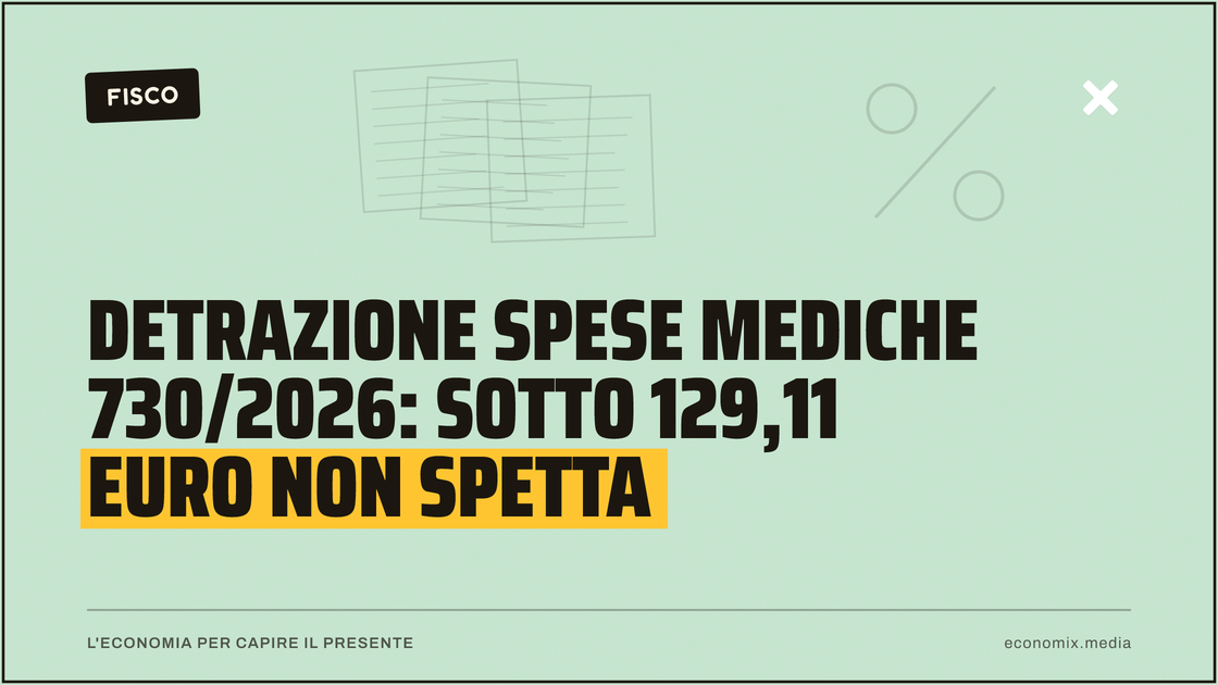 Detrazione spese mediche 730/2026: sotto 129,11 euro non spetta: immagine in evidenza per Economix