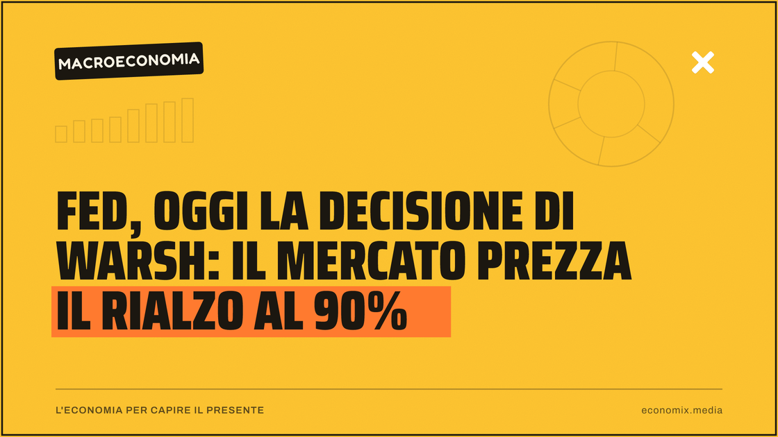 Fed, oggi la decisione di Warsh: il mercato prezza il rialzo al 90%: immagine in evidenza per Economix