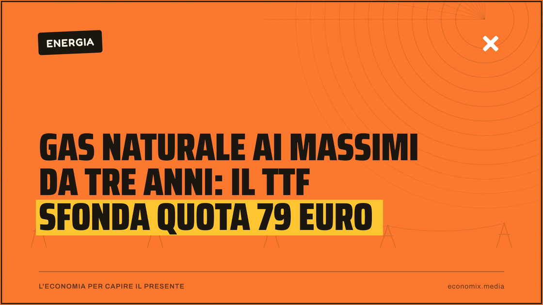 Gas naturale ai massimi da tre anni: il Ttf sfonda quota 79 euro: immagine in evidenza per Economix