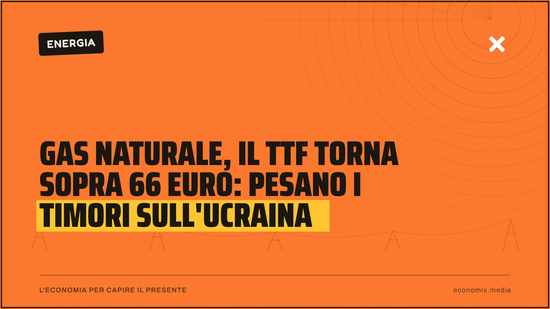 Gas naturale, il Ttf torna sopra 66 euro: pesano i timori sull'Ucraina: immagine in evidenza per Economix