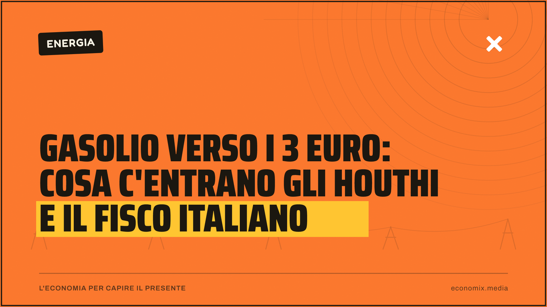 Gasolio verso i 3 euro: cosa c'entrano gli Houthi e il fisco italiano: immagine in evidenza per Economix