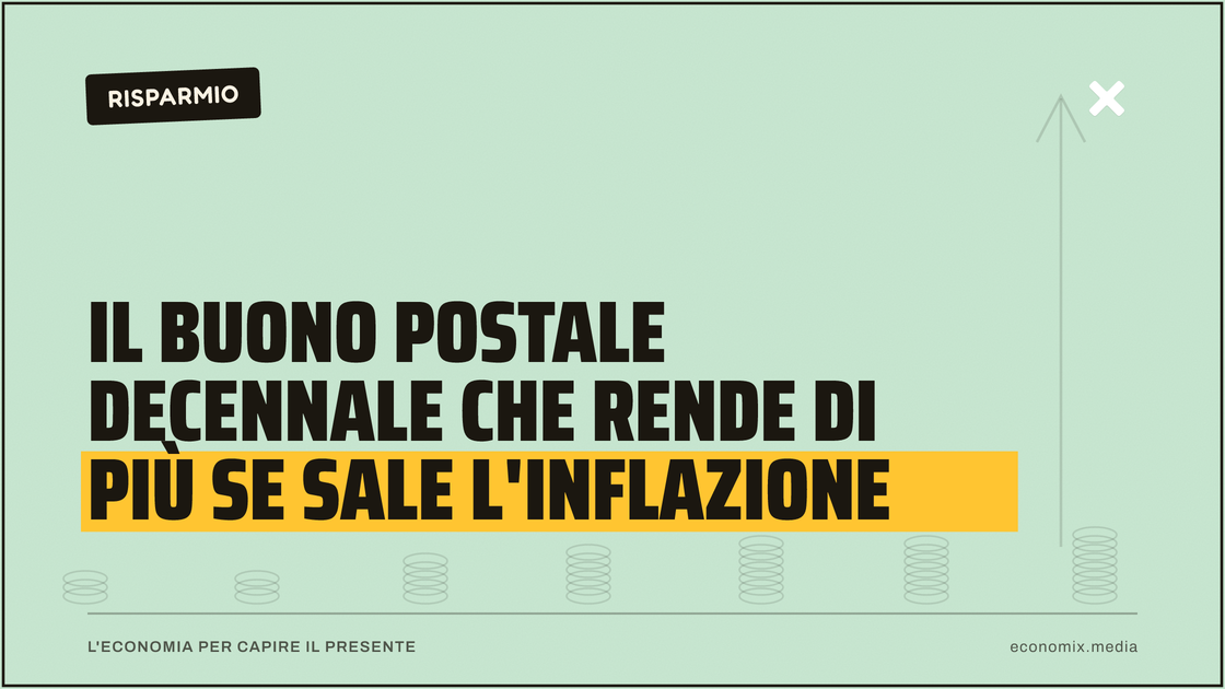 Il buono postale decennale che rende di più se sale l'inflazione: immagine in evidenza per Economix