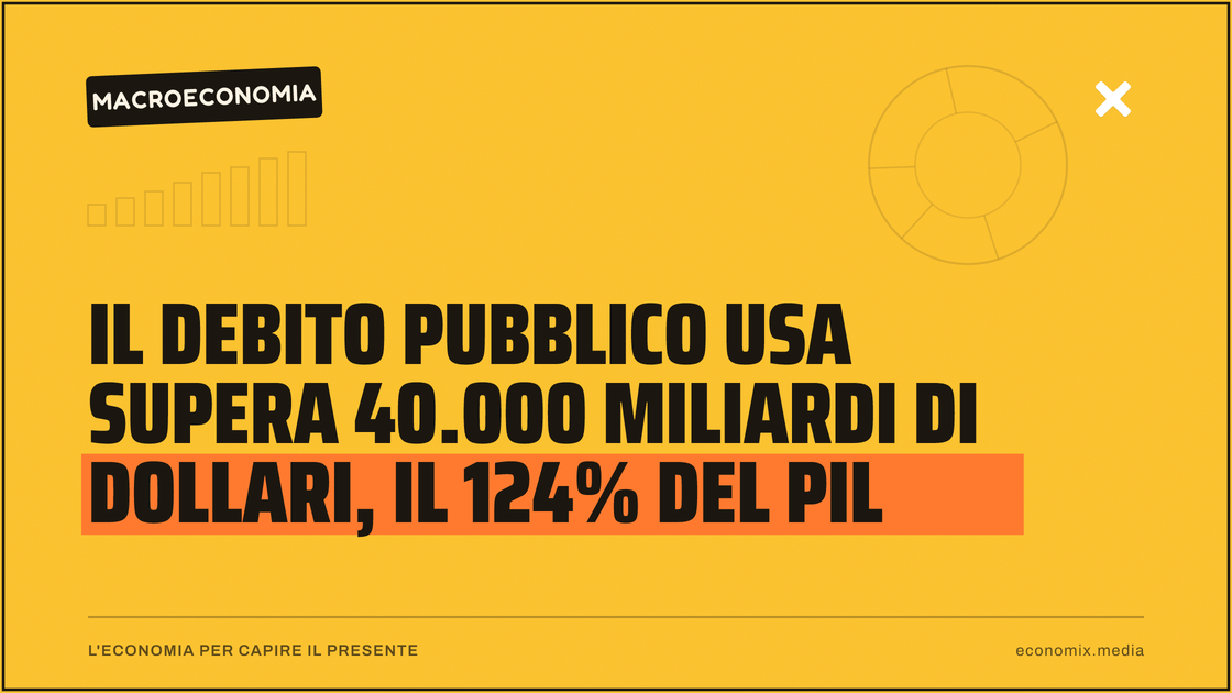 Il debito pubblico Usa supera 40.000 miliardi di dollari, il 124% del Pil: immagine in evidenza per Economix