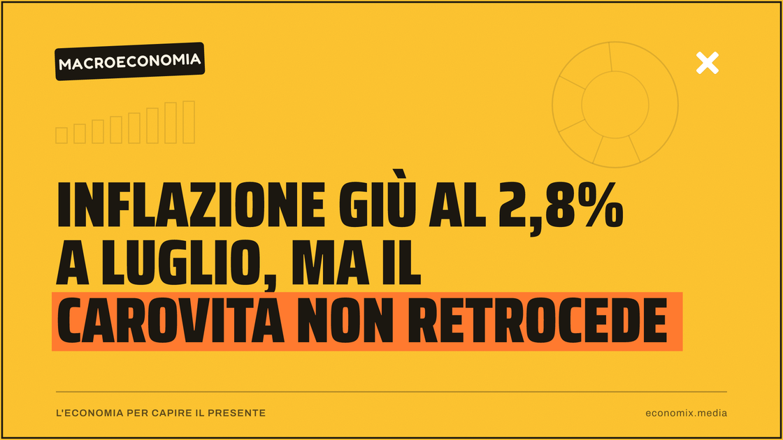Inflazione giù al 2,8% a luglio, ma il carovita non retrocede: immagine in evidenza per Economix