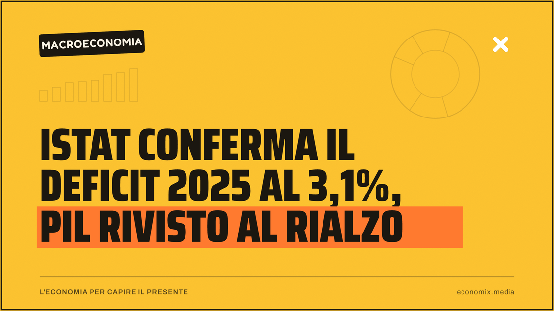 Istat conferma il deficit 2025 al 3,1%, Pil rivisto al rialzo: immagine in evidenza per Economix