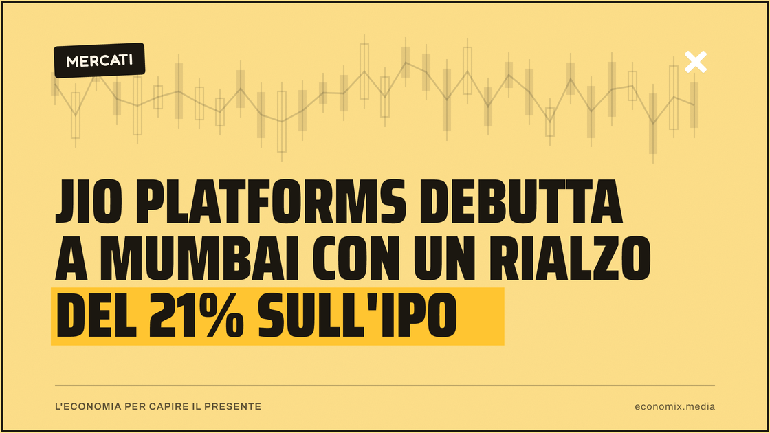 Jio Platforms debutta a Mumbai con un rialzo del 21% sull'Ipo: immagine in evidenza per Economix