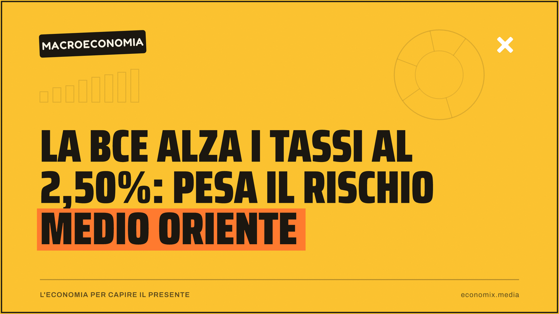 La Bce alza i tassi al 2,50%: pesa il rischio Medio Oriente: immagine in evidenza per Economix