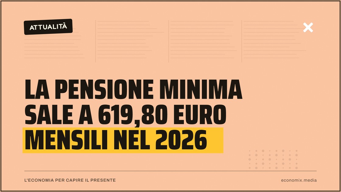 La pensione minima sale a 619,80 euro mensili nel 2026: immagine in evidenza per Economix