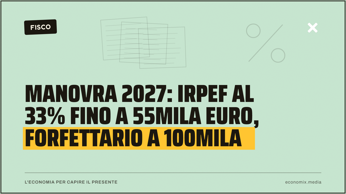 Manovra 2027: Irpef al 33% fino a 55mila euro, forfettario a 100mila: immagine in evidenza per Economix