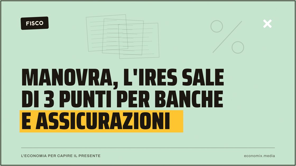 Manovra, l'Ires sale di 3 punti per banche e assicurazioni: immagine in evidenza per Economix