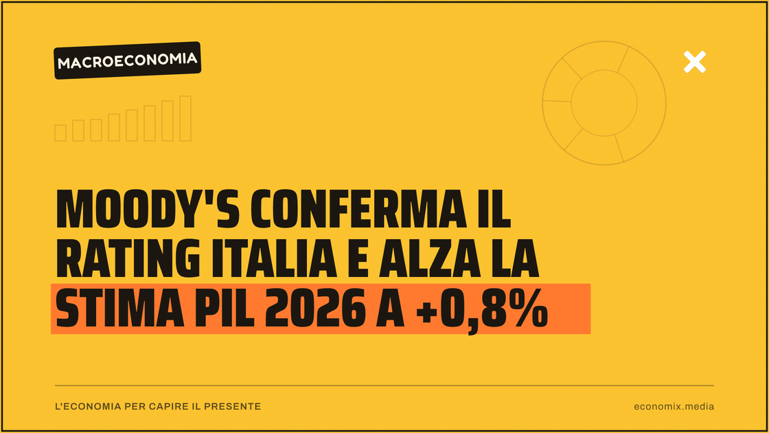 Moody's conferma il rating Italia e alza la stima Pil 2026 a +0,8%: immagine in evidenza per Economix
