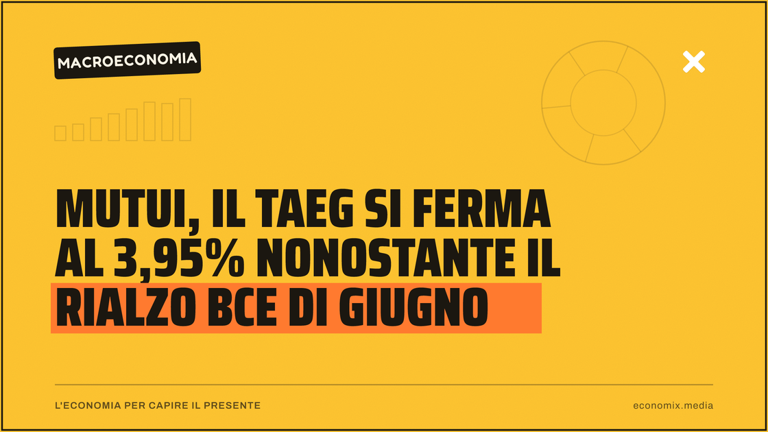 Mutui, il Taeg si ferma al 3,95% nonostante il rialzo BCE di giugno: immagine in evidenza per Economix