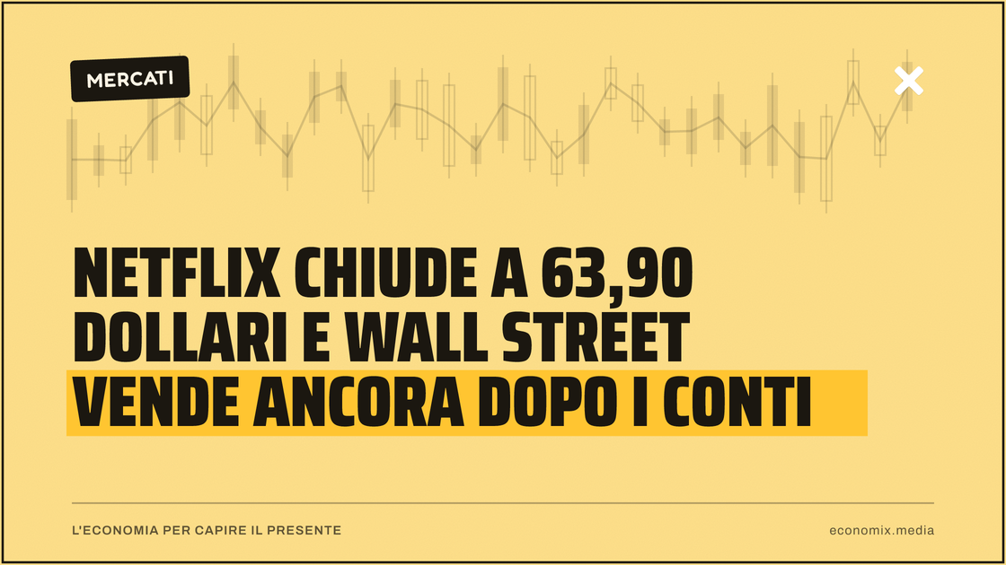 Netflix chiude a 63,90 dollari e Wall Street vende ancora dopo i conti: immagine in evidenza per Economix