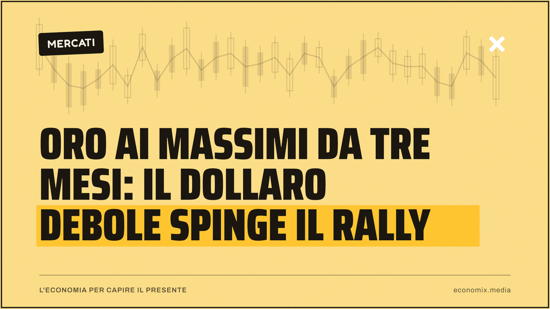 Oro ai massimi da tre mesi: il dollaro debole spinge il rally: immagine in evidenza per Economix