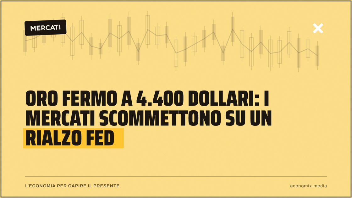 Oro fermo a 4.400 dollari: i mercati scommettono su un rialzo Fed: immagine in evidenza per Economix