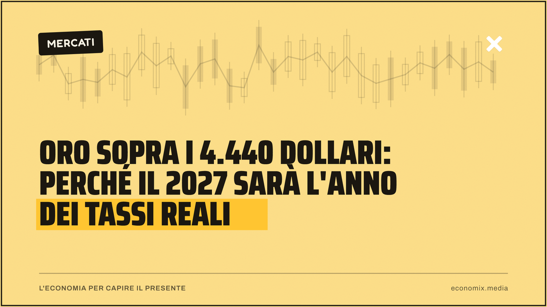Oro sopra i 4.440 dollari: perché il 2027 sarà l'anno dei tassi reali: immagine in evidenza per Economix