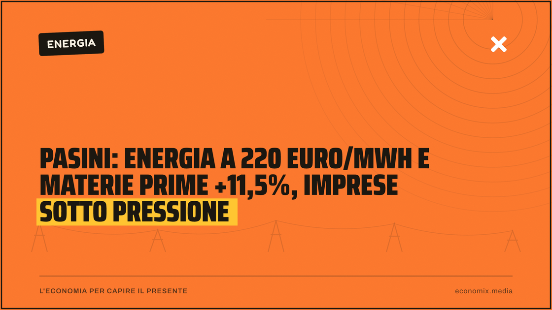 Pasini: energia a 220 euro/MWh e materie prime +11,5%, imprese sotto pressione: immagine in evidenza per Economix