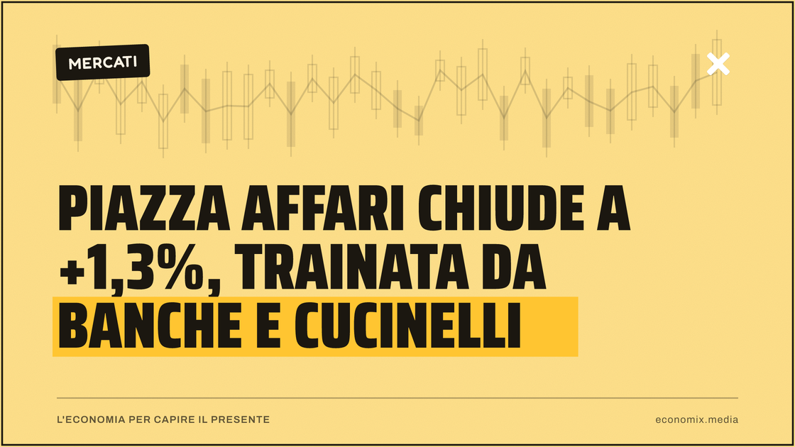 Piazza Affari chiude a +1,3%, trainata da banche e Cucinelli: immagine in evidenza per Economix