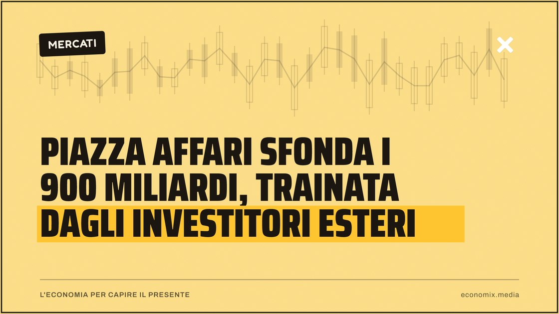 Piazza Affari sfonda i 900 miliardi, trainata dagli investitori esteri: immagine in evidenza per Economix