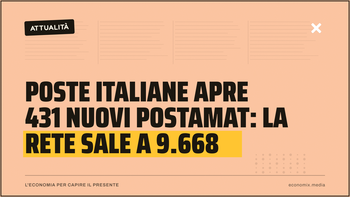 Poste Italiane apre 431 nuovi Postamat: la rete sale a 9.668: immagine in evidenza per Economix