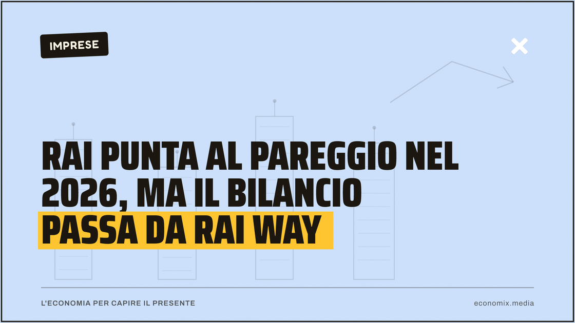 Rai punta al pareggio nel 2026, ma il bilancio passa da Rai Way: immagine in evidenza per Economix