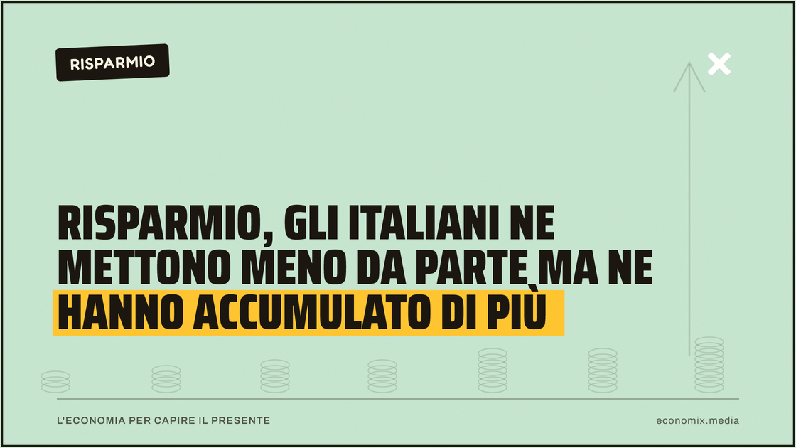 Risparmio, gli italiani ne mettono meno da parte ma ne hanno accumulato di più: immagine in evidenza per Economix