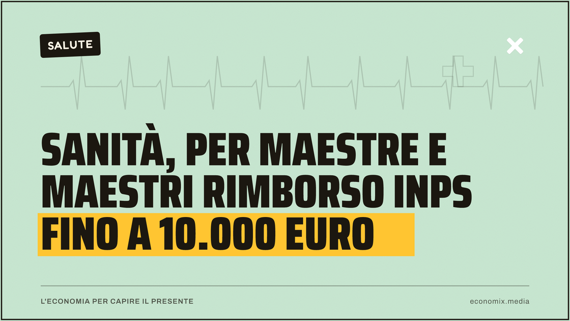 Sanità, per maestre e maestri rimborso Inps fino a 10.000 euro: immagine in evidenza per Economix