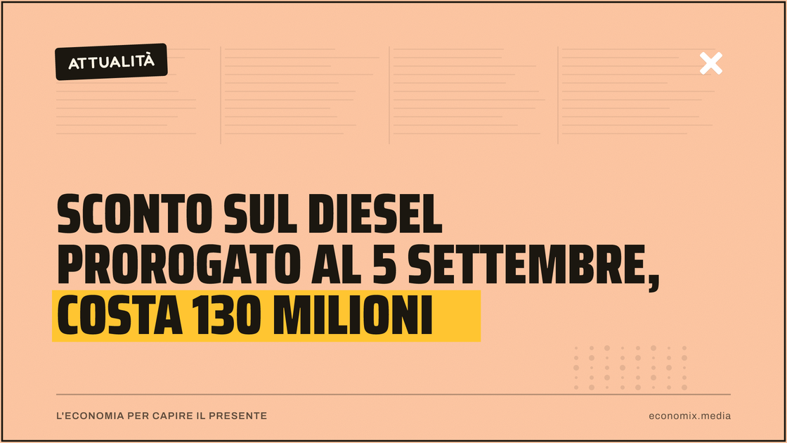 Sconto sul diesel prorogato al 5 settembre, costa 130 milioni: immagine in evidenza per Economix