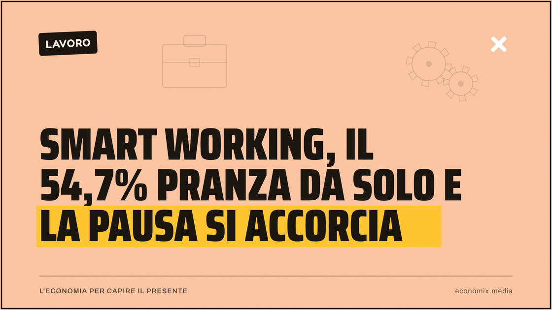 Smart working, il 54,7% pranza da solo e la pausa si accorcia: immagine in evidenza per Economix