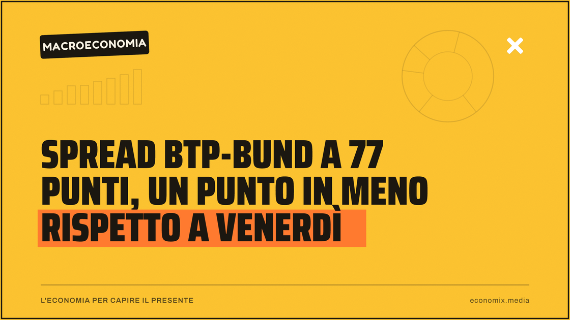 Spread Btp-Bund a 77 punti, un punto in meno rispetto a venerdì: immagine in evidenza per Economix