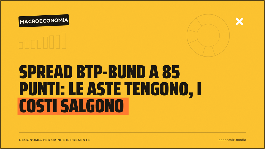 Spread Btp-Bund a 85 punti: le aste tengono, i costi salgono: immagine in evidenza per Economix