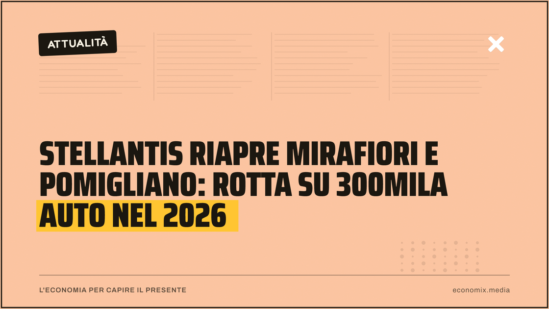 Stellantis riapre Mirafiori e Pomigliano: rotta su 300mila auto nel 2026: immagine in evidenza per Economix